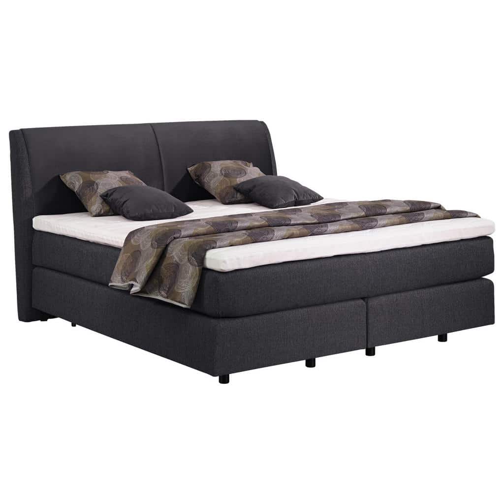 XXXLutz Postel Boxspring 180/200 Cm Textil Kompozitní Dřevo Antracitová...
