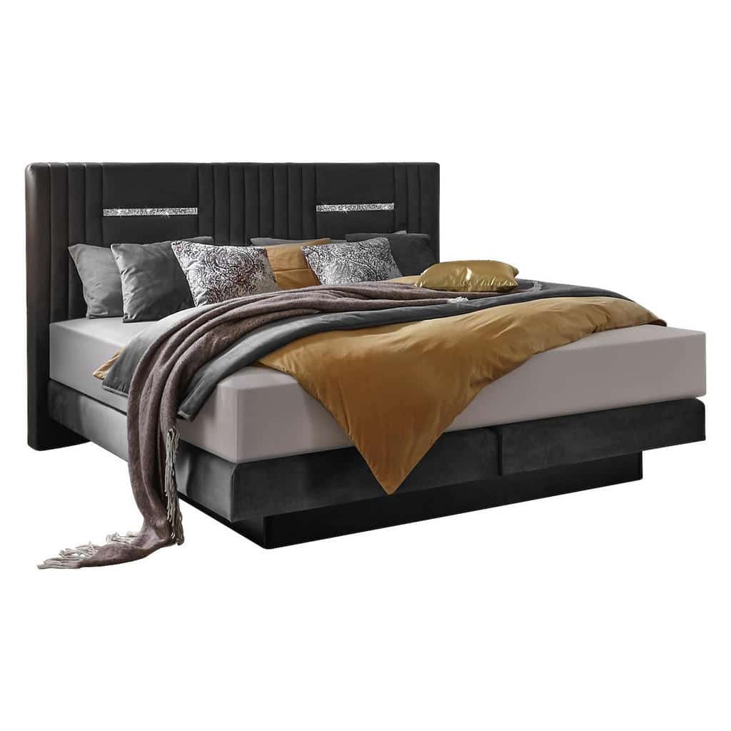 XXXLutz Postel Boxspring 180/200 Cm Textil Šedá Bentley