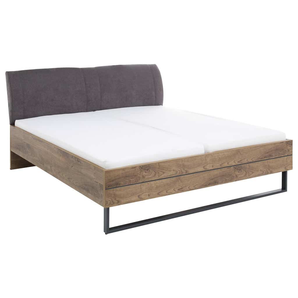 XXXLutz Postel 180/200 Cm Textil Kompozitní Dřevo Barvy Grafitu Barvy Dubu...