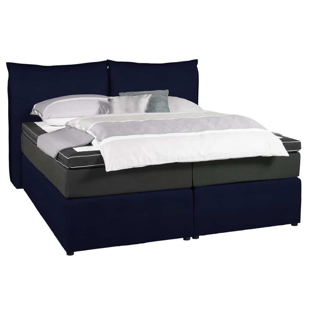 XXXLutz Postel Boxspring 160/200 Cm Textil Antracitová Modrá Welnova