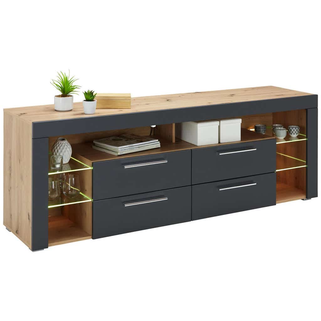 XXXLutz Nízká Komoda Šedá Barvy Dubu