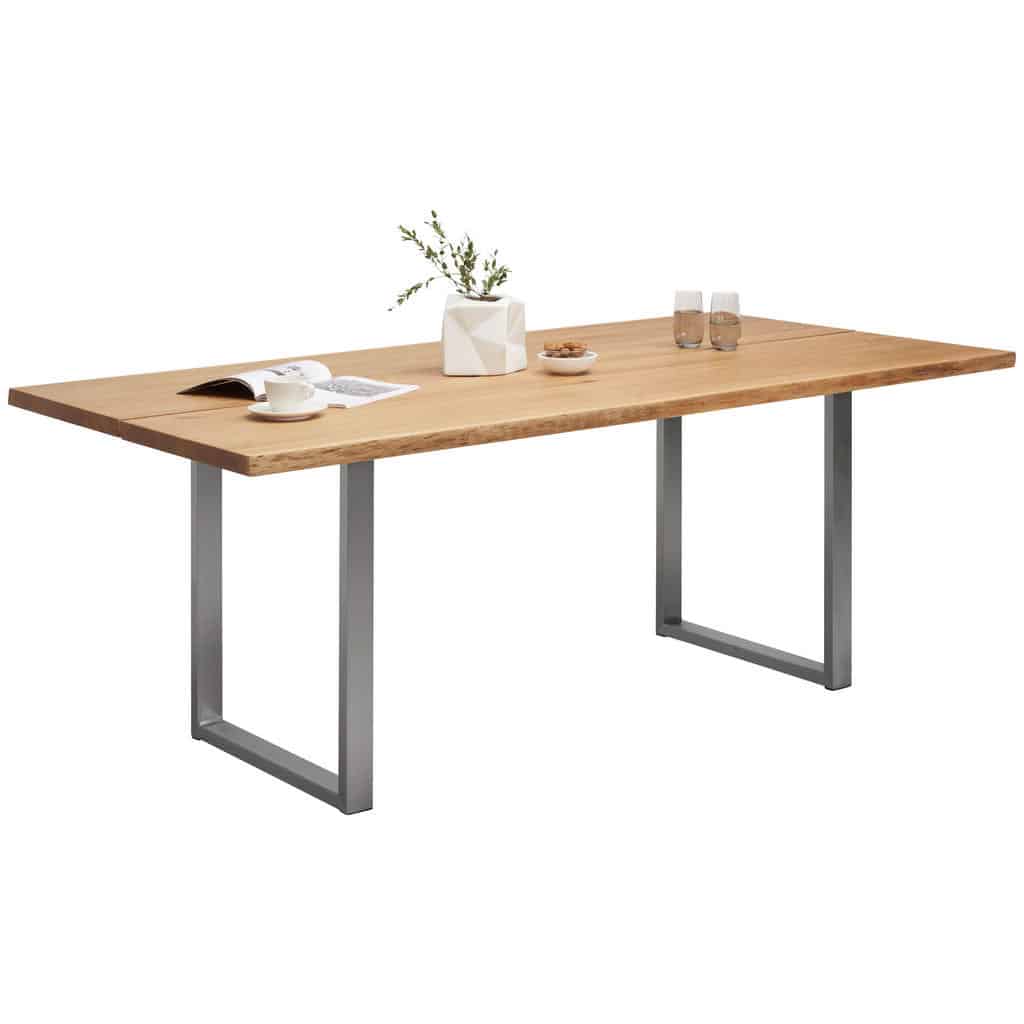 XXXLutz Jídelní Stůl Masivní Sukový Dub Barvy Dubu Barvy Nerez Oceli Novel
