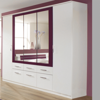 Asko Šatní skříň Burano, 225 cm, bílá/fialová