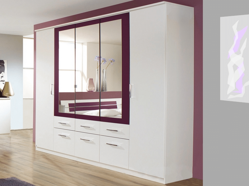 Asko Šatní skříň Burano, 225 cm, bílá/fialová