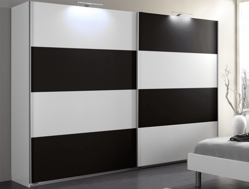 Asko Šatní skříň Easy Plus, 225 cm, bílá/černé sklo