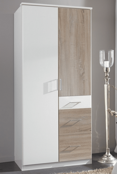 Asko Šatní skříň Click, 90 cm, bílá/dub sonoma