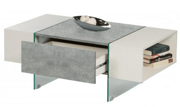 Asko Konferenční stolek Ferrara, šedý beton/bílý lesk