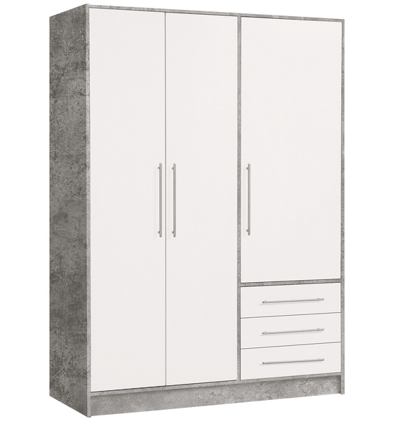 Asko Šatní skříň Jupiter, 145cm, šedý beton/bílá