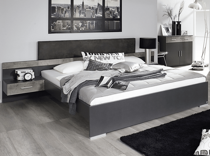 Asko Postel s nočními stolky Penzberg 160x200 cm, šedá/beton