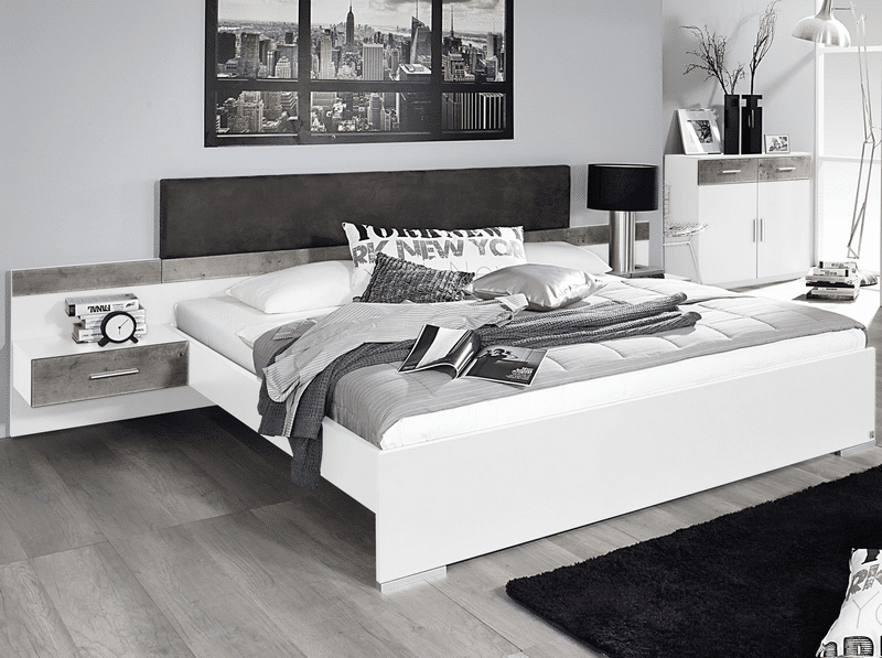 Asko Postel s nočními stolky Penzberg 160x200 cm, bílá/beton