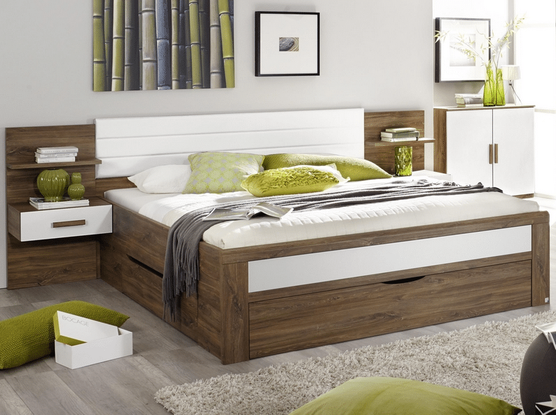 Asko Postel s nočními stolky Bernau 180x200 cm, dub stirling/bílá