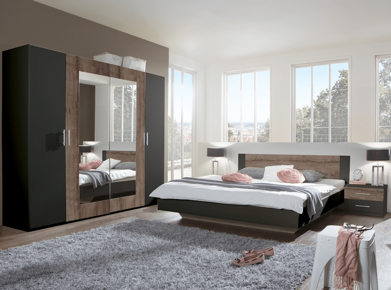 Asko Sestava ložnice Franziska, grafitová/bahenní dub