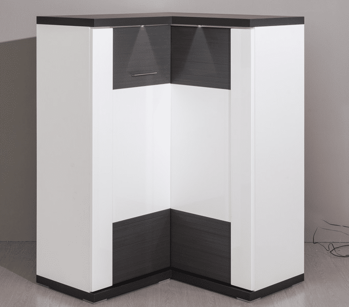 Asko Rohová komoda Caracas typ 19, grafit/bílý lesk, s osvětlením