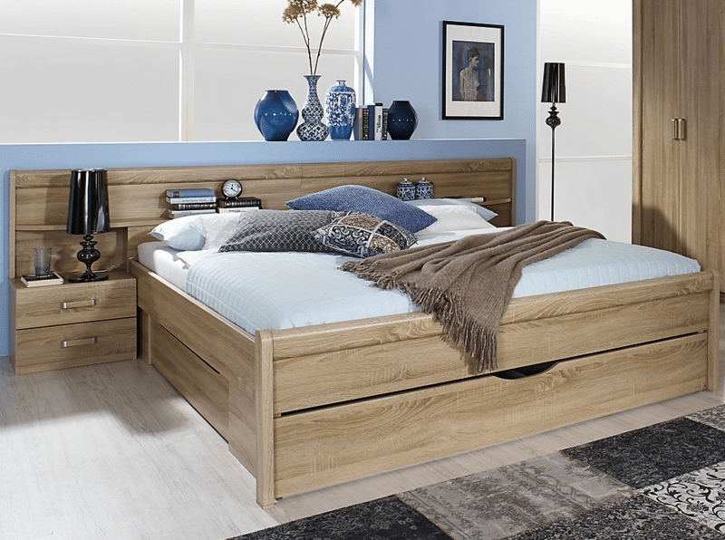 Asko Postel s nočními stolky Cham 180x200 cm, se zásuvkami