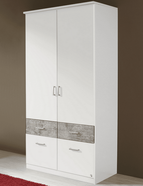 Asko Šatní skříň Bremen, 91 cm, bílá/šedý beton