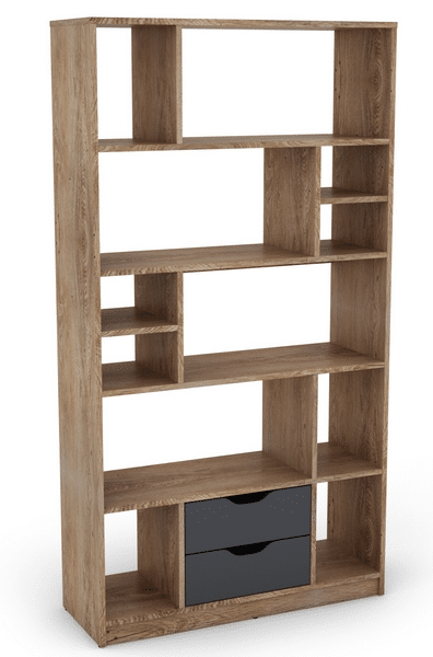 Asko Regál/knihovna Sten 1, dub burgund/grafitově šedý