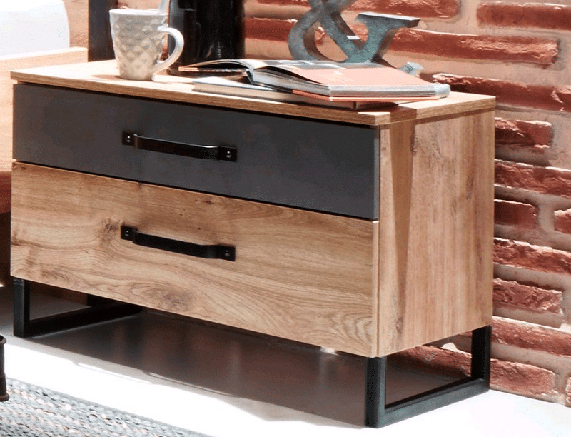 Asko Set nočních stolků (2 ks) Detroit, prkenný dub/antracitová ocel