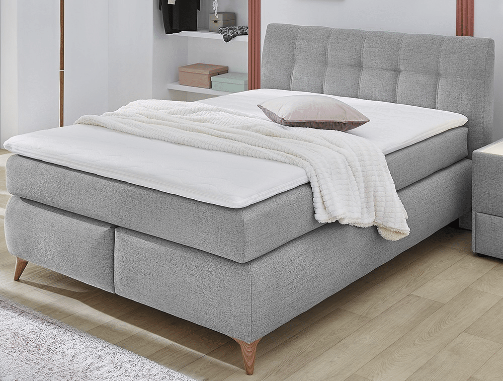 Asko Postel boxspring Nicola 140x200 cm, světle šedá látka