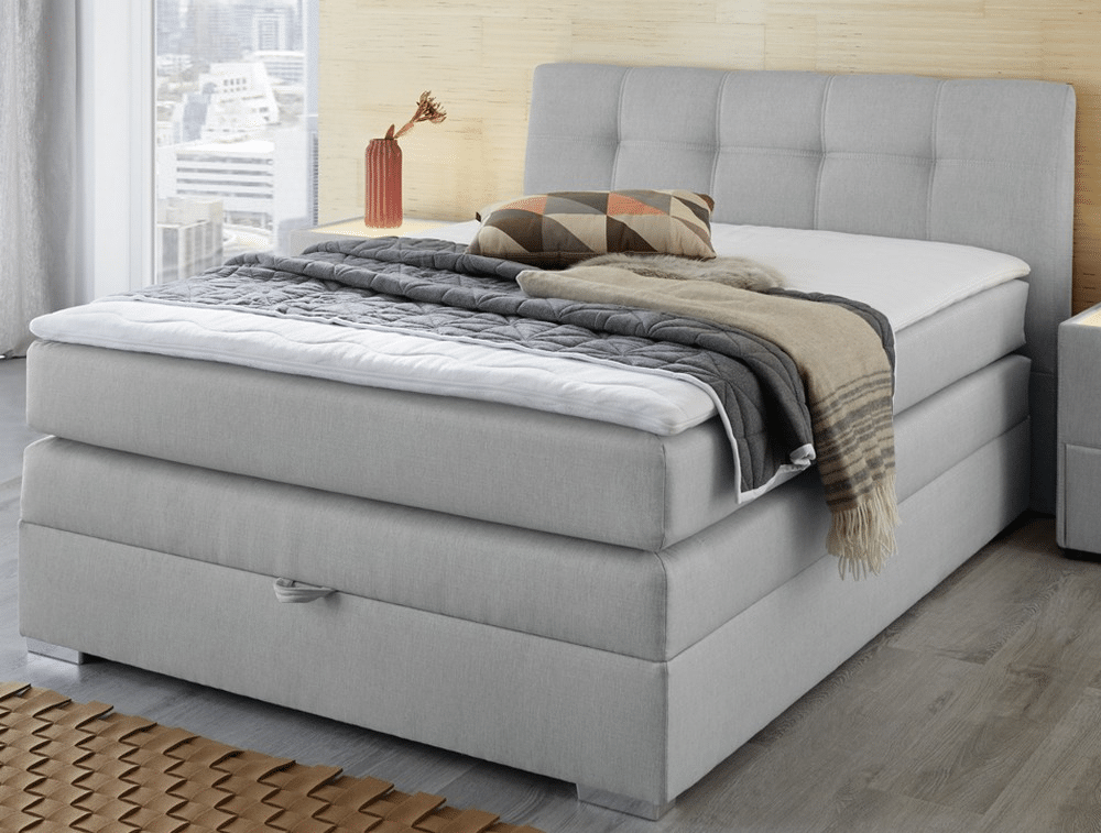 Asko Postel boxspring Amelie 140x200 cm, světle šedá látka
