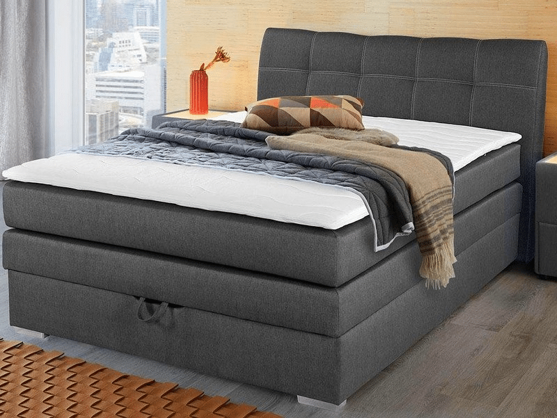 Asko Postel boxspring Amelie 140x200 cm, šedo-hnědá látka