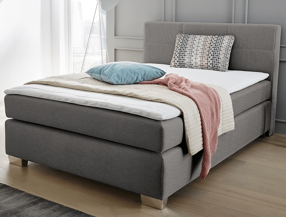 Asko Postel boxspring Estera 140x200 cm, šedá látka