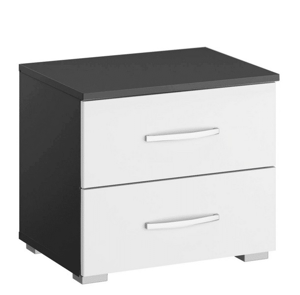 Asko Noční stolek Aditio, tmavě šedý/bílý lesk