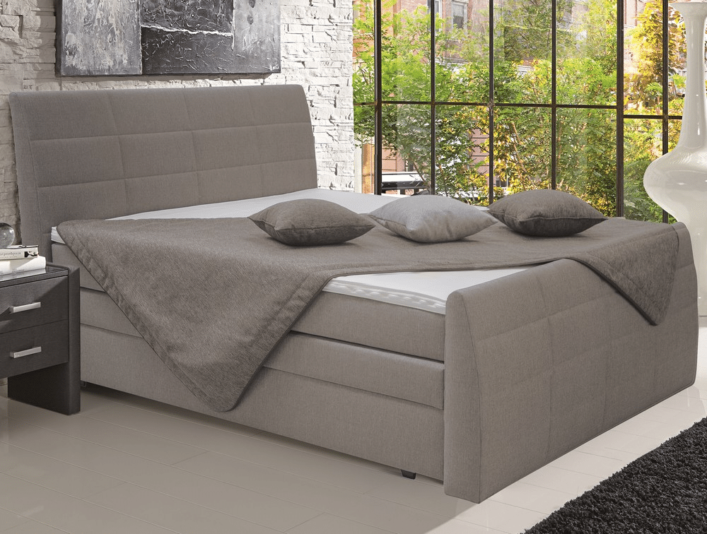 Asko Postel boxspring Bonny 180x200 cm, šedo-hnědá tkanina