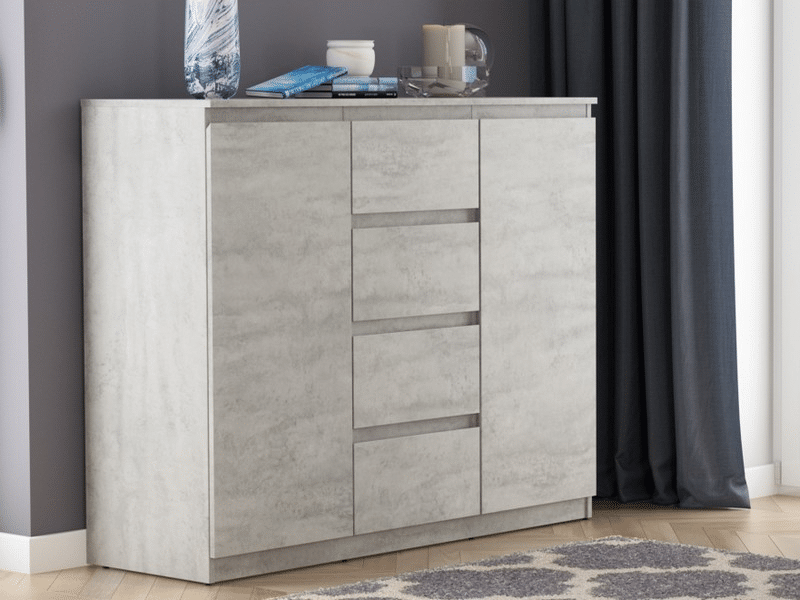 Asko Široká komoda se 4 zásuvkami Carlos, šedý beton, 120 cm