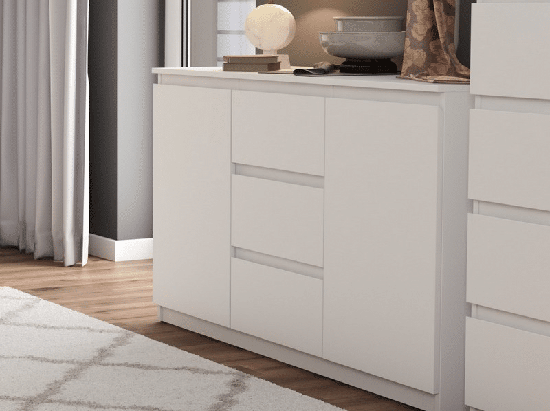 Asko Komoda se 3 zásuvkami Carlos, bílá, 120 cm