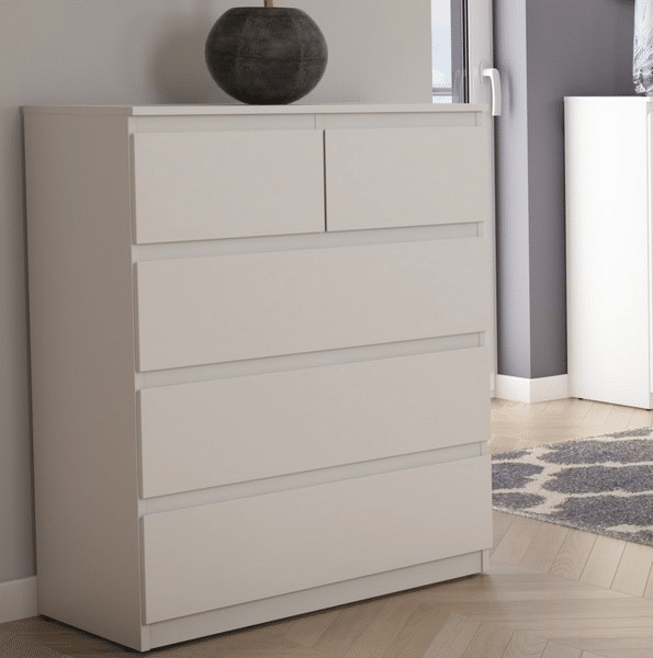 Asko Komoda s 5 zásuvkami Carlos, bílá, 75 cm