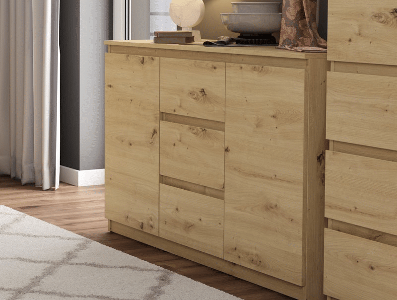 Asko Komoda se 3 zásuvkami Carlos, dub artisan, 120 cm