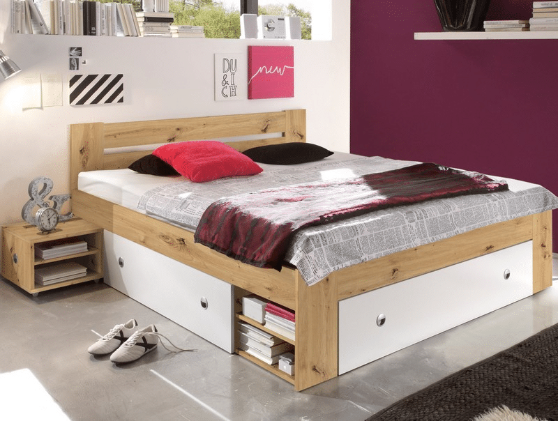 Asko Postel s nočními stolky Stefan 140x200 cm, dub artisan/bílá