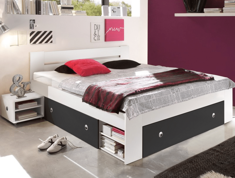 Asko Postel s nočními stolky Stefan 140x200 cm, bílá/grafit