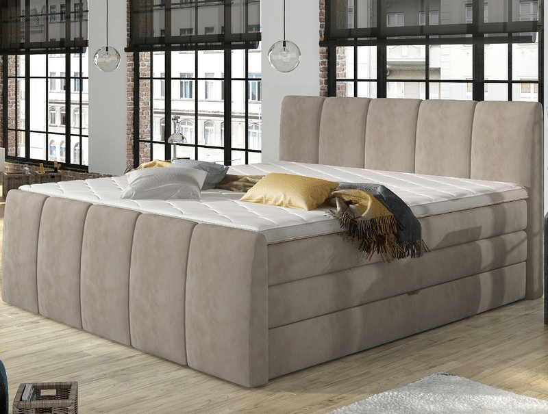 Asko Postel boxspring Fresco 180x200 cm, béžová látka