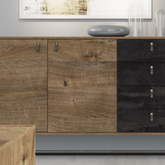 Asko Široká komoda Dark, dub ribbeck/černý kámen