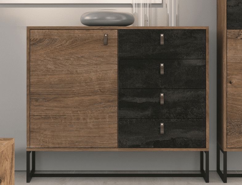 Asko Skříňka se šuplíky Dark, dub ribbeck/černý kámen