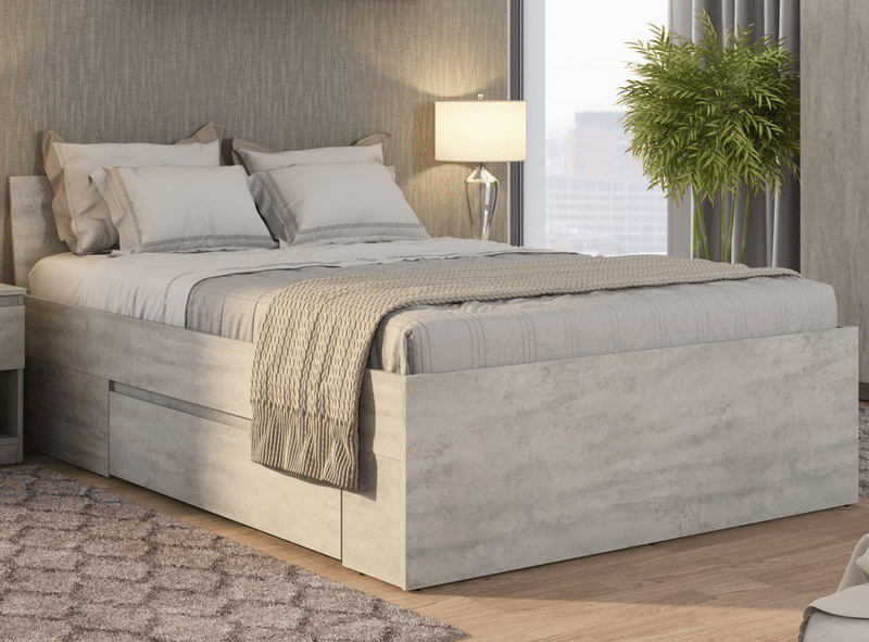 Asko Postel se zásuvkami Carlos 140x200, šedý beton