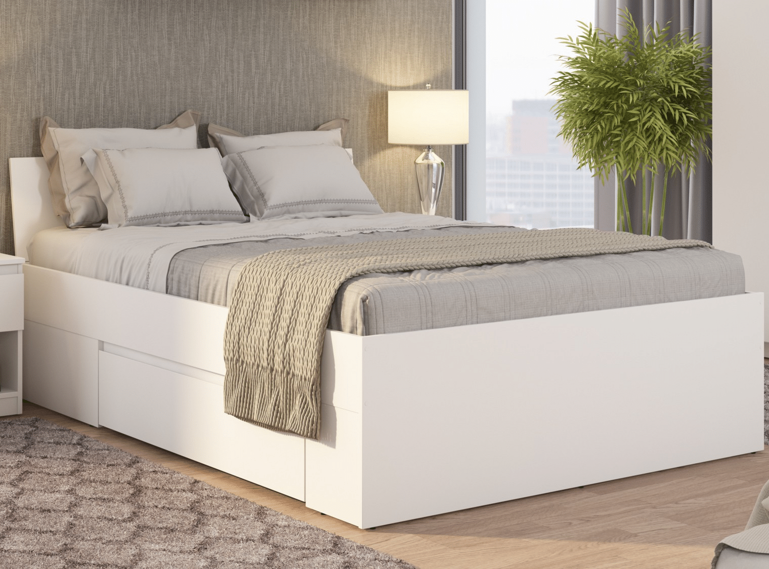 Asko Postel se zásuvkami Carlos 140x200, bílá