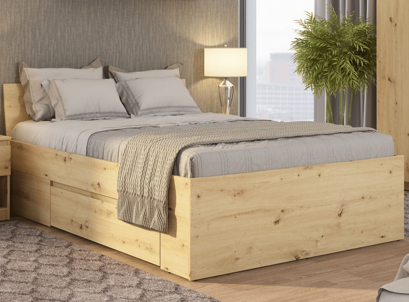 Asko Postel se zásuvkami Carlos 140x200, dub artisan