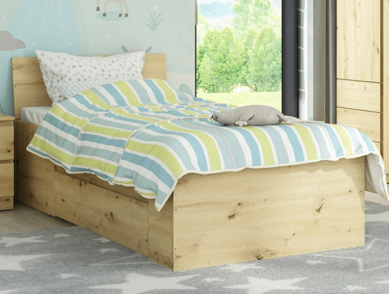 Asko Postel se zásuvkami Carlos 90x200, dub artisan