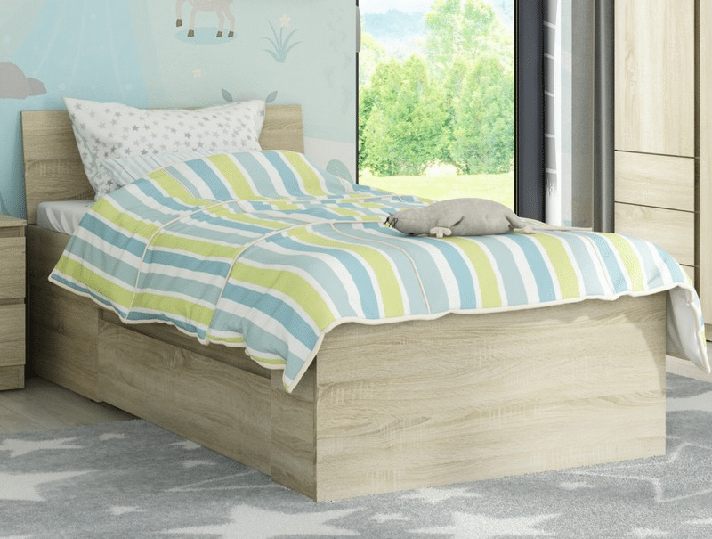 Asko Postel se zásuvkami Carlos 90x200, dub sonoma