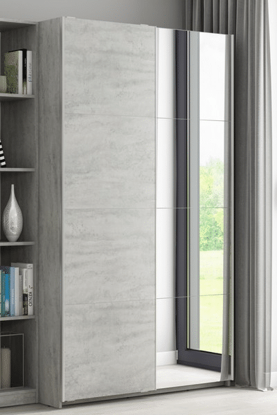 Asko Šatní skříň Carlos, šedý beton, 150 cm, posuvné dveře