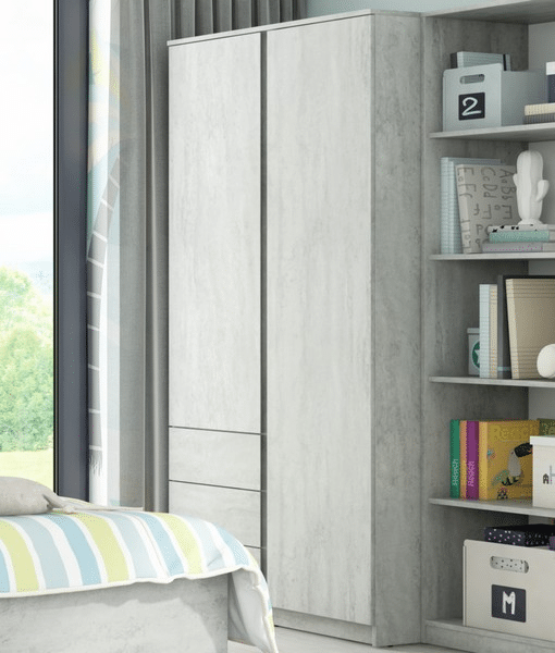 Asko Šatní skříň Carlos, šedý beton, 100 cm