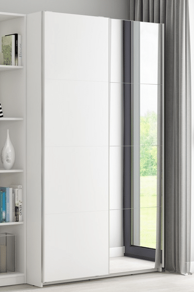 Asko Šatní skříň Carlos, bílá, 125 cm, posuvné dveře