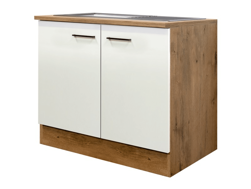 Asko Kuchyňská skříňka s dřezem Avila DSPU100ES, dub lancelot/krémová, šířka 100 cm