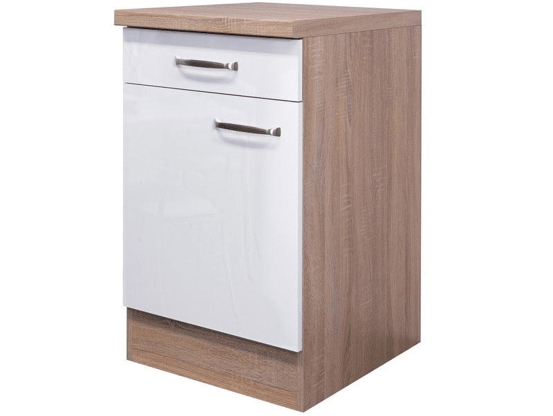 Asko Dolní kuchyňská skříňka Valero US50, dub sonoma/bílý lesk, šířka 50 cm